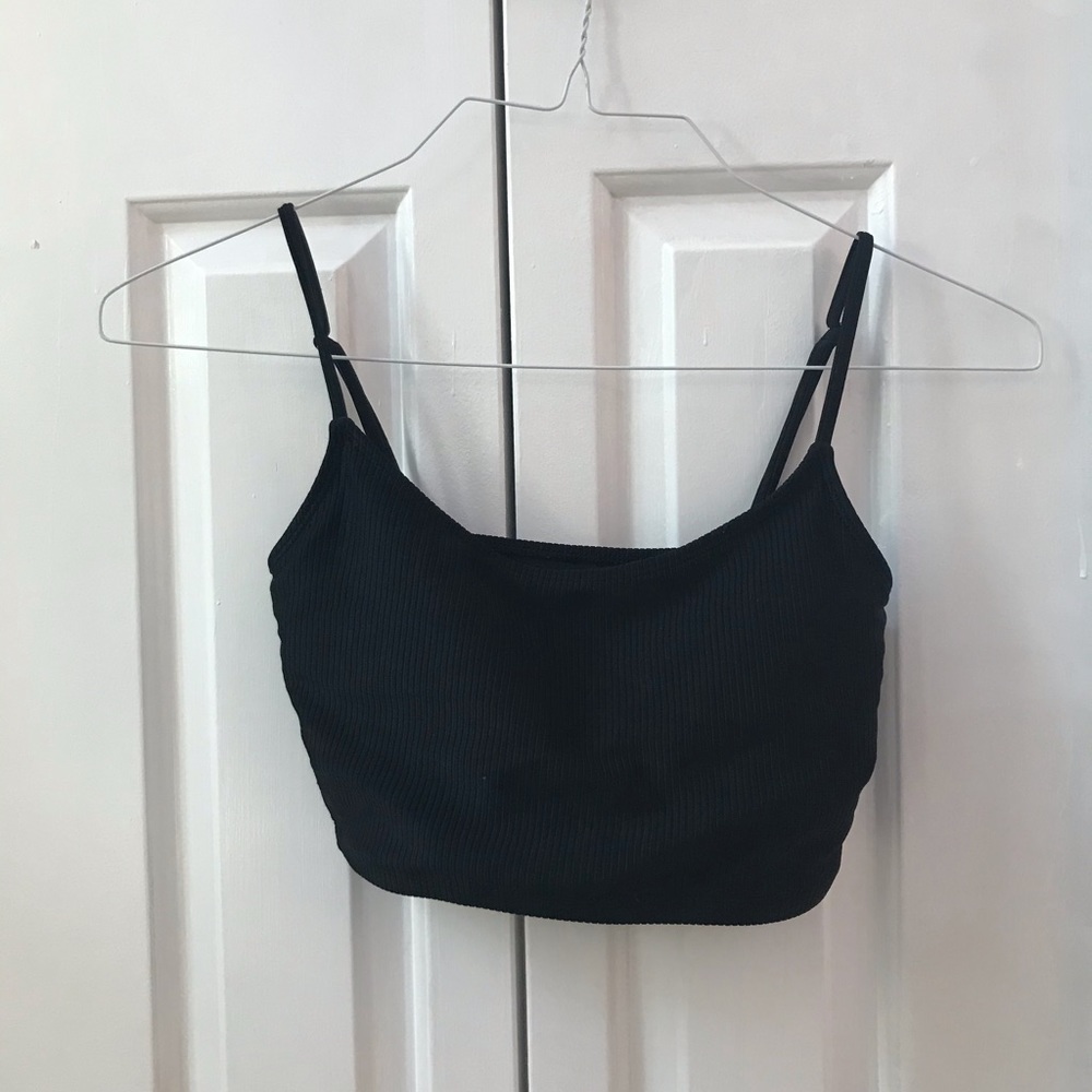ribbed black bikini top